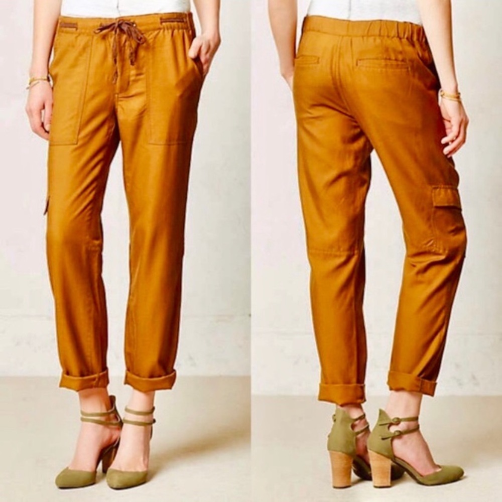 Anthropologie Orange Pant Drawstring Cargo Hei Hei